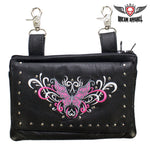 All Naked Cowhide Leather Pink Butterfly Belt Bag