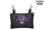 Purple Naked Cowhide Leather Sugar Skull Belt Bag