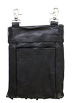 Black Leather Belt Bag with Studs and Fringe