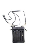 Black Naked Cowhide Leather Multi-Pocket Belt Bag