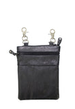 Black Naked Cowhide Leather Multi-Pocket Belt Bag