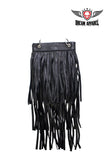 Black Naked Cowhide Leather Belt Bag w/ Chain and Fringe