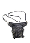 Black Naked Cowhide Leather Cross-Designed Belt Bag