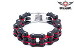 Black & Red Stainless Steel Motorcycle Chain Bracelet