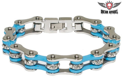 Blue Stainless Steel Chain Bracelet