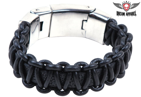 Black Woven Leather Bracelet
