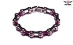 Chrome and Violet Motorcycle Chain Bracelet with Gemstones