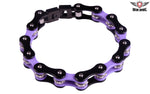 Black and Purple Motorcycle Chain Bracelet with Gemstones