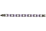 Silver & Purple Stainless Steel Motorcycle Chain Bracelet With Crystals