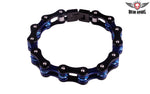 Black and Blue Motorcycle Bracelet with Blue Gemstones