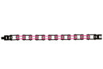 Black and Pink Motorcycle Chain Bracelet with Gemstones