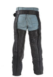 Mens Heavy Duty Leather Motorcycle Chaps With Zippered Pocket