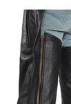 Mens Heavy Duty Leather Motorcycle Chaps With Zippered Pocket