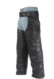 Mens Heavy Duty Leather Motorcycle Chaps With Zippered Pocket