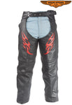 Flame Embroided Motorcycle Chaps