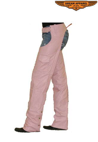 Pink Leather Chaps With Mesh Lining