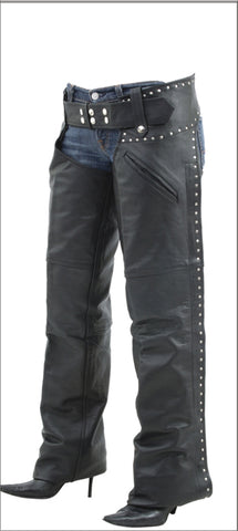Women's Naked Cowhide Leather Chaps with Studs