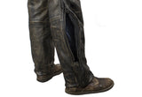 Distressed Brown Leather Motorcycle Chaps With Leather Belt