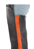 Black Leather Chaps With Orange Straps