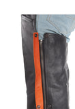 Black Leather Chaps With Orange Straps