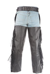 Biker Leather Chaps With Braid & Fringe