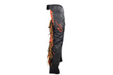 Women Motorcycle Chaps With Studs & Stylish Orange Trim