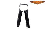 Women Motorcycle Chaps With Studs & Stylish Orange Trim