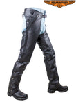 Black Multi-Pocket Split Leather Chaps W/ Zipout liner