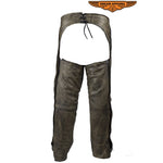 Mens Distressed Brown Leather Motorcycle Chaps