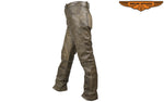 Mens Distressed Brown Leather Motorcycle Pants