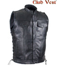 Men's Black Liner Naked Cowhide Gun Pocket With Zipper And Snap Vest by Club Vest®