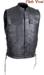Men's Black Liner Split Leather Gun Pocket With Zipper And Snap Vest by Club Vest®