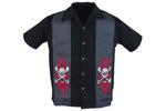 Mens Buttoned Cotton Motorcycle Shirt With Two Skulls