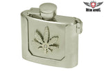 Metal Flask Buckle With Weed Leaf On It