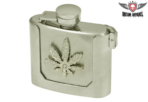 Metal Flask Buckle With Weed Leaf On It