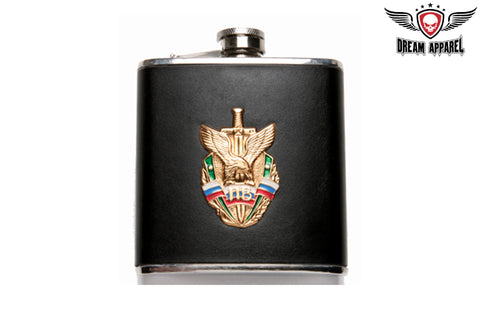 Custom Metal Flask With Leather Case