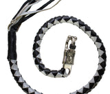 Black And Silver Hand-Braided Leather Get back Whips - 2" Thick/42" Length