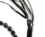 3" Thick Hand-Braided Leather Get Back Whip - Black/Silver