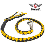42" X 2" Hand-braided Naked Cowhide Leather Get Back Whip - Black/Yellow