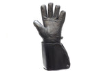 Black Leather Motorcycle Gloves with Lined Gauntlets