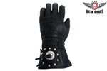 Motorcycle Gauntlet Glove With Concho & Studs