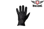 Vented Black Deer Skin Leather Riding Gloves