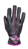 Pink-Heart Graphic Leather Gloves