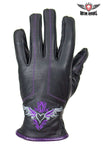 Purple-Heart Graphic Leather Gloves
