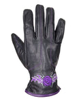 Purple-Rose Graphic Leather Gloves