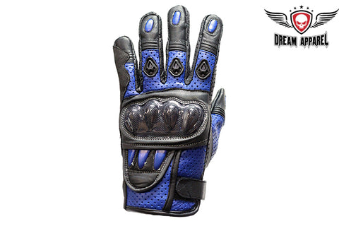 Mens Padded Blue Racing Gloves