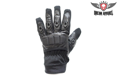 Men's Leather & Mesh Motorcycle Racing Gloves