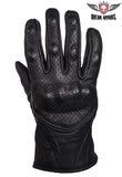 Mens Perforated Short Racing Gloves With Hard Knuckles