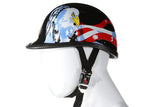 Jockey Style Novelty Motorcycle Helmet W/ USA flag & Double Eagle