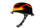 Shiny German Style Novelty Motorcycle Helmet W/ Flame Graphic